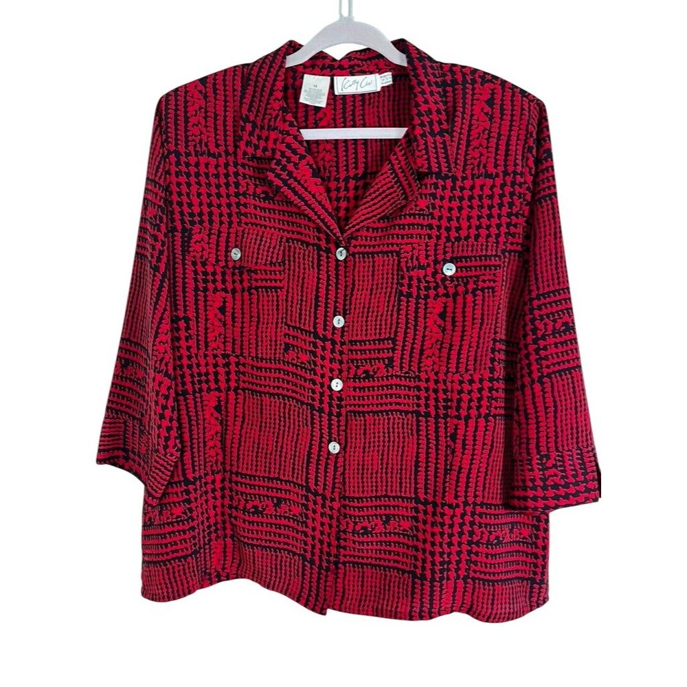 Retro Colorful Houndstooth Shirt Red 18 Abstract Funky Geometric Artsy Bold 80s